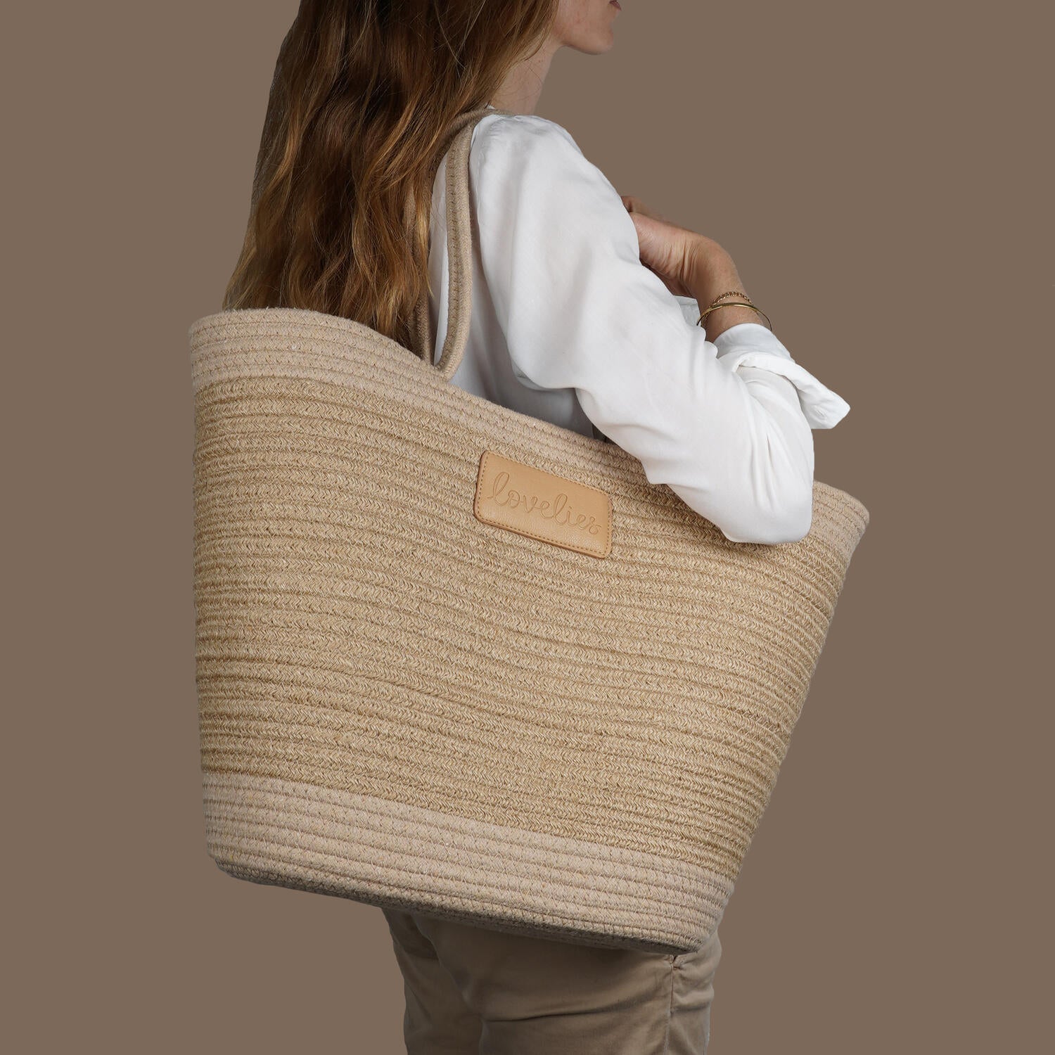 Flamencos strandtaske, stor - Latte